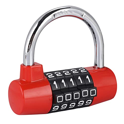 Kikumi High Security 5 -Digit Code Lock Vorhängeschloss, Zinklegierung Kombinationsperre für Koffer, Tür, mit Hellen Farben, Starker und Umfangreicher Gebrauchspalette (Rot) von Kikumi