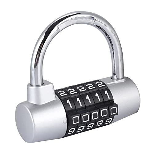 Kikumi High Security 5 -Digit Code Lock Vorhängeschloss, Zinklegierung Kombinationsperre für Koffer, Tür, mit Hellen Farben, Starker und Umfangreicher Gebrauchspalette (Silber) von Kikumi