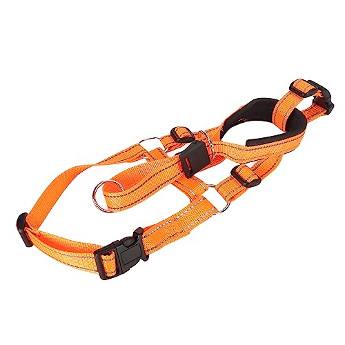 Kikumi Hunde Mündung mit Kopfkragen Einstellbarer Biss und Rinde Prävention Atmungsaktivem Nylonhund für Gehenstraining Orange (XL) von Kikumi