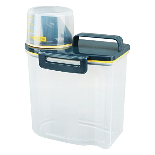 Kikumi Reisspeicherflasche Getreidebehälter Spender Luftdicht Spout Food Storage Container mit Messbecher Clear (1,5 kg grün) von Kikumi