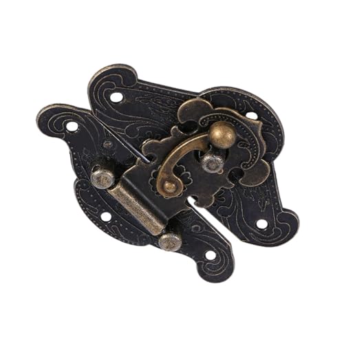 Kikumi Schmuckkastenverschluss Schnalle Antique Retro Vintage Decorative Lock HaSp Pad Brust Schloss für Hölzerne Schmuckschachtelschrank (L 82 * 65 mm) von Kikumi