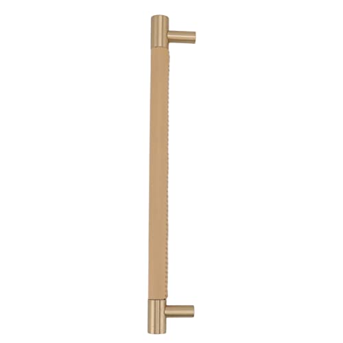 Kikumi Schranktürgriff, 224 Mm Lochabstand, Leder, Messing, Heller Luxus-Schrankstangengriff für Zuhause, Kleiderschrank, Schublade (Beige) von Kikumi
