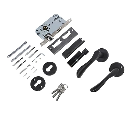 Kikumi Türgriff, Innentürhebel, Schwarzer Durchgangsgriff mit Schloss, Einfach zu Installierende Eisenaluminium -Türgriff für Schlafzimmer, Badezimmer, Kleiderschrank Kikumi Türgriff, Innentürhebel, Schwarzer Durchgangsgriff mit Schloss, Einfach zu Installierende Eisenaluminium -Türgriff für Schlafzimmer, Badezimmer, Kleiderschrank von Kikumi