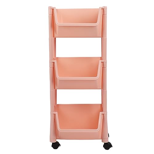 Kikumi Utility Carriage Shelf auf Rädern, Speicherorganisator mit Kompakträdern mit Multifunktionaler Geneigter Öffnung, Tiefer Korb mit Robustem Rosa Seitenhaken für das Büro (3 Stufe ohne Deckung) Kikumi Utility Carriage Shelf auf Rädern, Speicherorganisator mit Kompakträdern mit Multifunktionaler Geneigter Öffnung, Tiefer Korb mit Robustem Rosa Seitenhaken für das Büro (3 Stufe ohne Deckung) von Kikumi