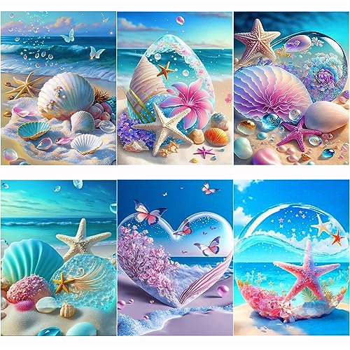 Kikuo Diamond Painting Full Set, 6 Stück 5D Diamant Painting Bilder, DIY Diamant Painting Full Drill Strand Seestern, DIY Diamond Painting Malerei für Kinder Erwachsene Wohnzimmer Wand Decor 30x40cm Kikuo Diamond Painting Full Set, 6 Stück 5D Diamant Painting Bilder, DIY Diamant Painting Full Drill Strand Seestern, DIY Diamond Painting Malerei für Kinder Erwachsene Wohnzimmer Wand Decor 30x40cm von Kikuo