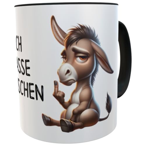 Bürotasse mit Spruch Ich hasse Menschen Geschenk Kollegen Mitarbeiter Kaffeebecher lustig (Esel) von Kilala