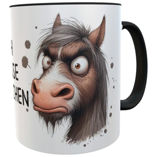 Bürotasse mit Spruch Ich hasse Menschen Geschenk Kollegen Mitarbeiter Kaffeebecher lustig (Pferd) von Kilala