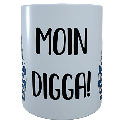 Kaffee-Tasse Moin Digga Walross Seefahrer witziges Geschenk für Arbeitskollegen Büro/Arbeit inkl. Geschenkverpackung (Walross) von Kilala