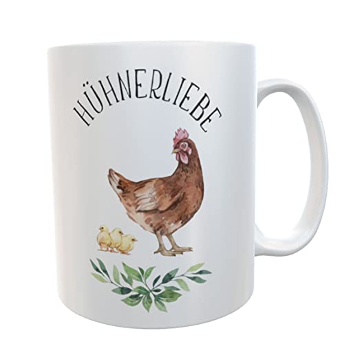 Kilala Kaffeetasse Hühner-Liebe Aquarell Chicken Becher Huhn Fans Hühnerhof Eier Geschenkidee (Hühnerliebe) von Kilala