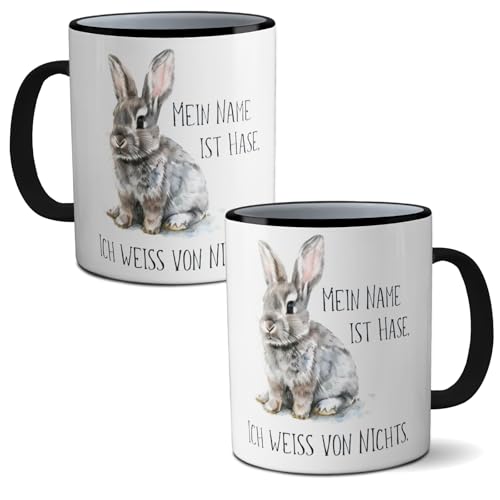 Kilala Keramiktasse Aquarell-Hase Kaffeebecher Teetasse Bunny Ostern Geschenk Geburtstag (Meine Name ist...) von Kilala
