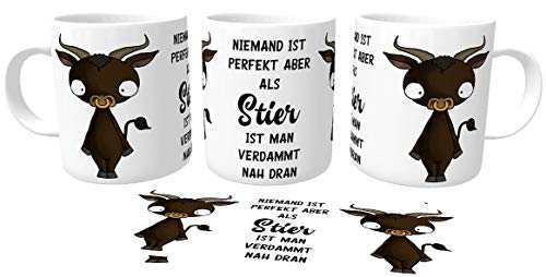 Kilala Sternzeichen- Tasse Stier Horoskop Spruch Geburtstagsgeschenk Henkeltasse Tee Tasse lustiges Geschenk (21.04-21.05 Stier) von Kilala