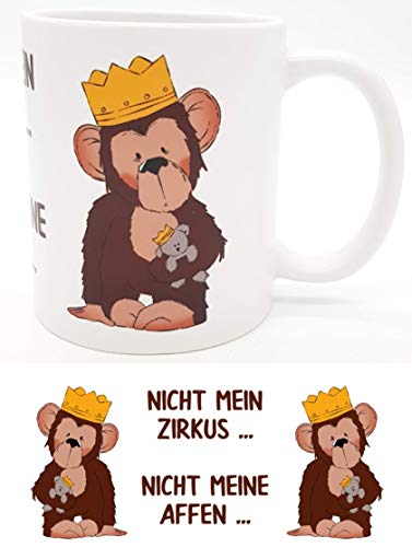 Kilala Tasse Affen Spruch Nicht Mein Zirkus - Emmapünktchen inkl. Geschenkverpackung Sprüchetasse Kaffeetasse Teetasse von Kilala