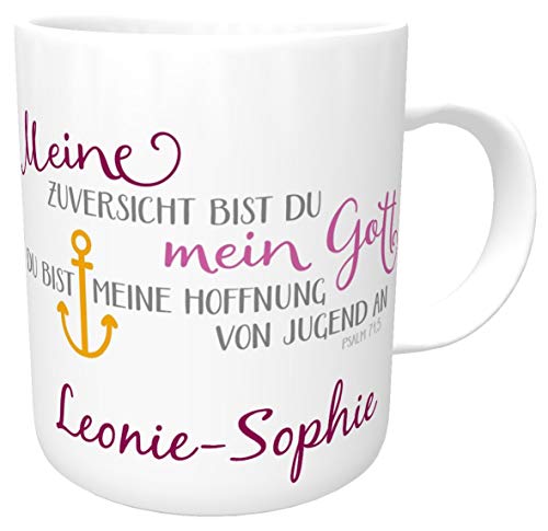 Kilala Tasse Konfirmation Namen Anker Spruch Geschenk Konfirmand evangelisch Kirche Teetasse Becher Mädchen Junge (Rosa) von Kilala