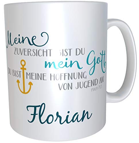 Kilala Tasse Konfirmation Namen Anker Spruch Geschenk Konfirmand evangelisch Kirche Teetasse Becher Mädchen Junge (Türkis) von Kilala