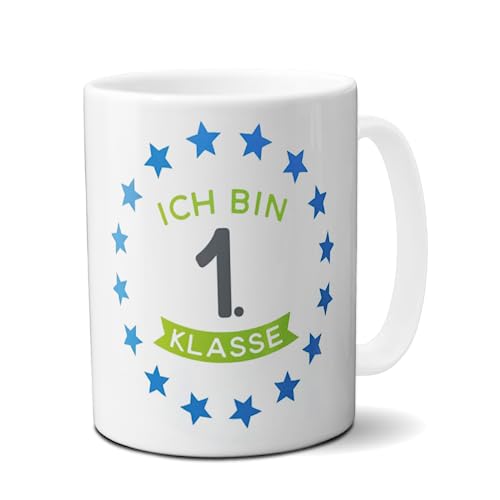 Tasse Schulkind 2023 KIndertasse zur Einschulung Befüllung Schultüte Zuckertüte (grün/blau) von Kilala