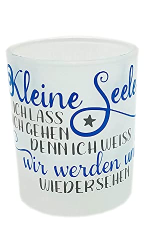 Teelicht für Sternenkinder Trauer Kerze Trost Schutzengel mit Spruch Fehlgeburt Geschenk (kleine Seele blau) von Kilala