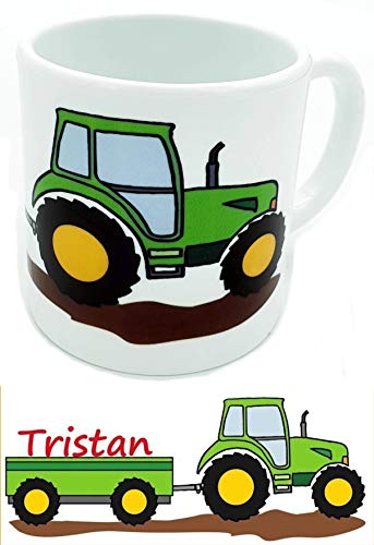 Kindertasse Kunststoff Traktor - personalisiert mit Namen Becher 180ml Trinklerntasse klein Trecker von Kilala