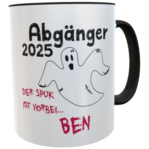 Personalisierte Abschluss-Tasse Schule 2025 – Mit lustigem Spruch und Namen schwarz (Abgänger) von Kilala
