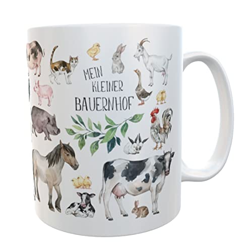 Personalisierte Bauernhoftiere Kinder-Tasse mit Namen und Spruch - Mein kleiner Bauernhof (Keramik 300ml) von Kilala