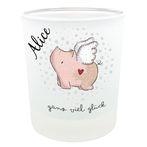 Personalisierter Teelichthalter Glücksschwein – mit Wunschname und Glücksbotschaft Ganz viel Glück Kerze Geburtstag Glücksbringer Personalisierter Teelichthalter Glücksschwein – mit Wunschname und Glücksbotschaft Ganz viel Glück Kerze Geburtstag Glücksbringer von Kilala