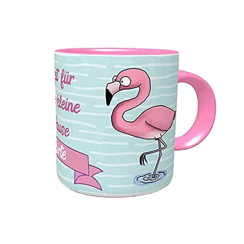 Rosa Kaffee Tasse Flamingo Zeit für eine kleine Pause Wunschnamen Kakao Tee Geburtstagsgeschenk inkl. Geschenkverpackung von Kilala