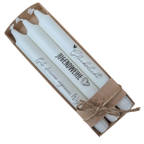 Stabkerzen 3er-Set – Geschenk zur Jugendweihe für Jungen & Mädchen – Elegante Tischdekoration, mit Sprüchen veredelt (Glückslicht) von Kilala