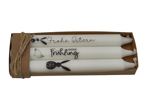 Stabkerzen Kerzen Set Oster- und Frühlingsmotive mit Spüchen Dekokerzn Tischdeko Osterdeko (Endlich Frühling) von Kilala