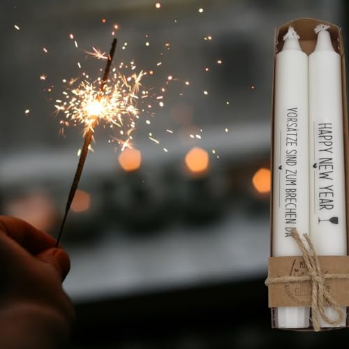 Stabkerzen Silvester Glückslicht Kerzenset Geschenk Silvesterparty Deko Tischdeko Dekokerzen (Vorsätze sind zum ) von Kilala