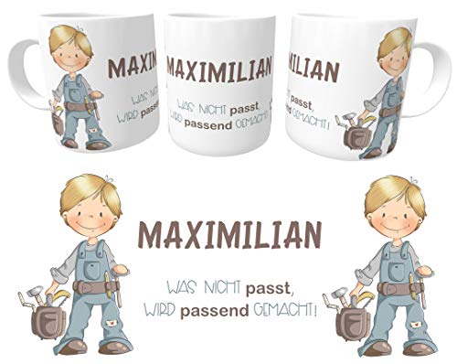 Tasse Bauarbeiter Wunschname Spruch Kunststofftasse Kiga Becher inkl. Geschenkverpackung (Kunststoff) von Kilala