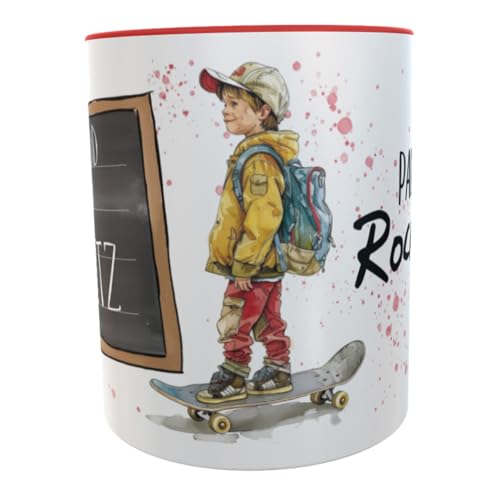 Tasse Schulkind 2025 personalisierte Becher Geschenk Einschulung Junge mit Skateboard Befüllung Zuckertüte (Junge mit Skateboard) von Kilala