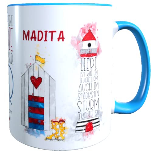 Tasse für Ostsee- und Nordseeliebhaber Küstenkind maritimes personalisiertes Geschenk Anker Geburtstag Freunde Kollegen (Therapie-Tasse mit Namen) von Kilala