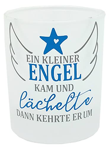 Kilala Teelicht für Sternenkinder Trauer Kerze Trost Schutzengel mit Spruch Fehlgeburt Geschenk (Engel blau) von Kilala