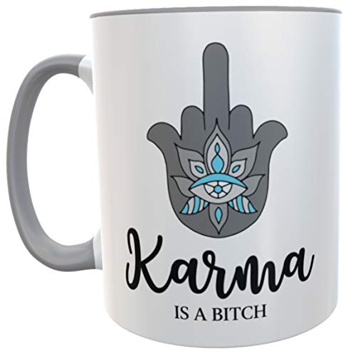 Yoga Bürotasse lustiger Spruch Karma is a Bitch... Yoga Bürotasse Henkelbecher Namaste Teetasse von Kilala