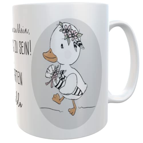 personalisierte Tasse Kindergartenkind Ente Mädchen Geschenkidee Befüllung Geschwister Schultüte Geschwisterzuckertüte (Ente mit Namen) von Kilala