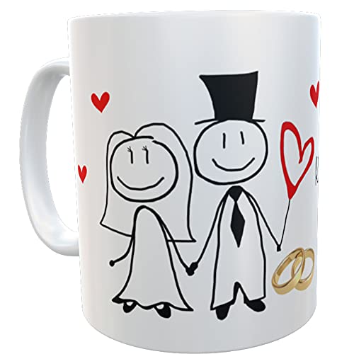 personalisierte Tasse zur Hochzeit mit Namen Datum Hochzeitspaar Braut Bräutigam von Kilala