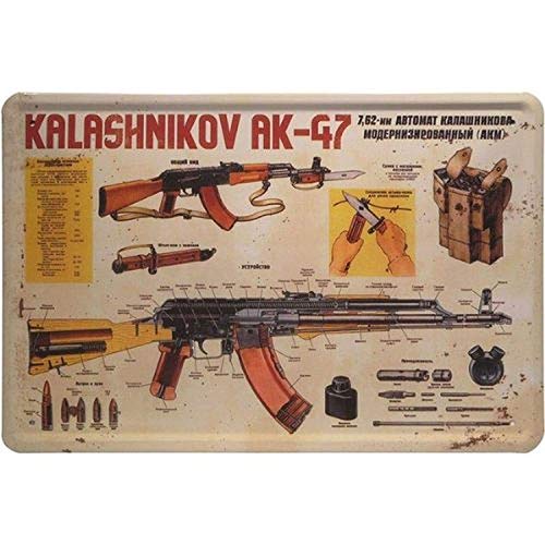 Kilburn Krieg Waffe Kalashnikov Ak 47 Retro Creative Wall Decoration Personality Trend Background Simple Style Iron Painting von Kilburn