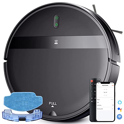 Kilgone Saugroboter und Wischmopp Combo, 2-in-1 Saugroboter mit verwicklungsfreiem Saugen, WiFi/Alexa/App-Steuerung, Auto Recharge, Ultra-Slim Leises Design für Tierhaare, Hartböden von Kilgone