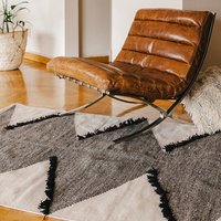 Gefrillte Diamanten Handgemachte Flach Gewebte Kelim Bereich Teppich; Wolle; Boho; Südwesten; Schwarz Und Weiß; Minimalist 4x6 5x8 8x10 9x12; von Kiliim