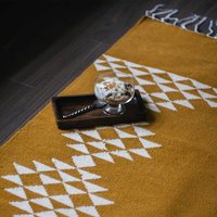 Southwestern Senfgelber Kelim Teppich | Teppichläufer Flachgewebtes Azteken Kurzflor 5x8 8x10 8'x10' Wohnzimmer Schlafzimmer Ästhetik Wolle von Kiliim