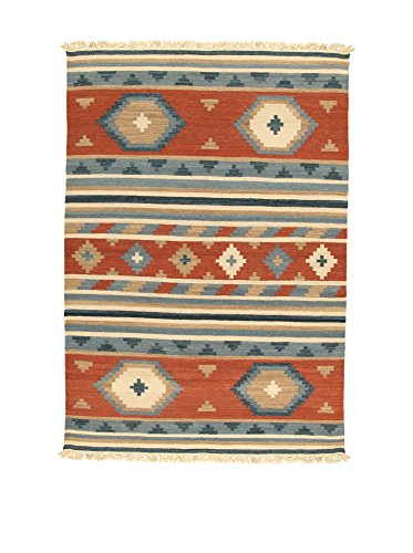 Kilim Carpets by Jalal Teppich In Kilim Jaipur Ney Ziegelrot/blau 60 X 90 cm von Kilim Carpets by Jalal