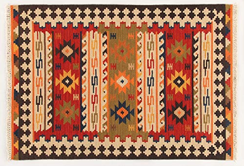Kilim Carpets by Jalal Teppich Kilim Sivas 2 rot/Mehrfarbig 60 X 90 cm von Kilim Carpets by Jalal