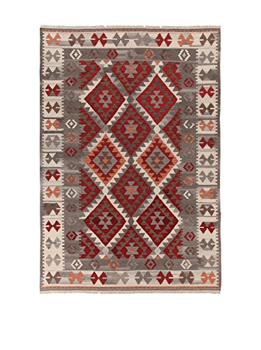 Kilim Carpets by Jalal Teppich Kilim Zagros rot/grau 160 X 230 cm von Kilim Carpets by Jalal