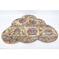 Teppichdeko Unterplatte, 6Er Set, Runde Rustikaler Teppich Supla, Service Tischset, 10"x10" Dekorativ, Geschenk Für Sie, 5 von KilimPillowDesigner