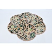 Geschirrsets, Kilim Supla, Service Teppich Tischset, 10 "x 10" Küchendekor, Esszubehör, Handgefertigter Mauspad, 24." von KilimPillowOriental