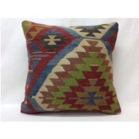 Boho Kelim Kissen, 45 X cm, Handgemacht, Handgewebt, Mehrfarbig, Vintage Alter Kelim, Kissen Für Sofa, Kissenbezug, Bettbezug von KilimSan