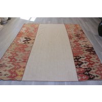 Beige Designer Kelim, Boho Kelimteppich, Vintage Kelimteppich Beige Ethno Kelim/7'9"x8'7" Feet N-747 von KilimToGo