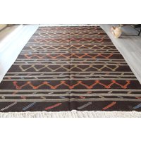 Brauner Kelim, Großer Kelimteppich, Vintage Handgewebter Woll Kilim, 20x12 Füße/N-718 von KilimToGo