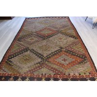 Großer Vintage Kelim Teppich, Bestickter Kelimteppich, Kelimteppich, Kelimteppich , 7 X 11'6" Füße/N-743 von KilimToGo