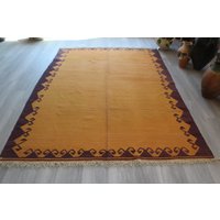 Kelim Teppich, Lila-Pfirsich Gelber Kelim, Super Dünner Kelimteppich, Boho Vintage Bereich Kilim/N-320 5'8"x7'9" Feet von KilimToGo