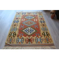 Kleiner Kelimteppich, Kelimteppich, Vintage Boho Kelimteppich/N-314 3'5'x4'7'' Füße von KilimToGo